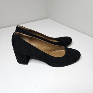 Margaux Suede Pumps Block Heels The Heel Leather Soles Black 39 8.5 9